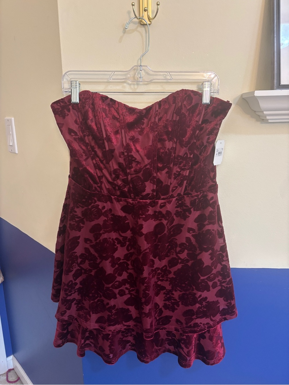 Altar'd State Burgundy Floral Velvet Dress
